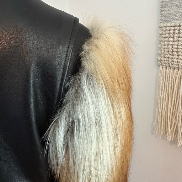 By the Namesake leather jacket with fox fur sleeves - Picture 8 of 17